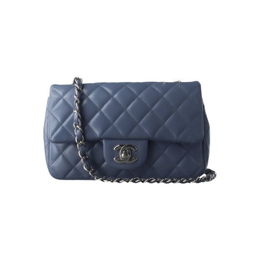 Chanel Classic Flap Rectangular Mini Ash Blue Lambskin, 2012-Luxbags