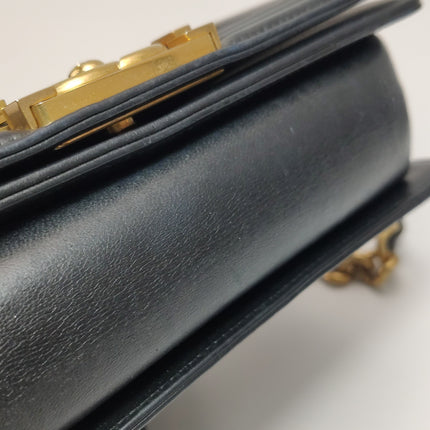 Chanel Le Boy Small Black Lambskin Leather Antiqued Gold Hardware