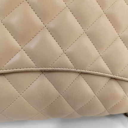Chanel Classic Flap Jumbo Beige Lambskin Leather Single Flap with Silver Hardware