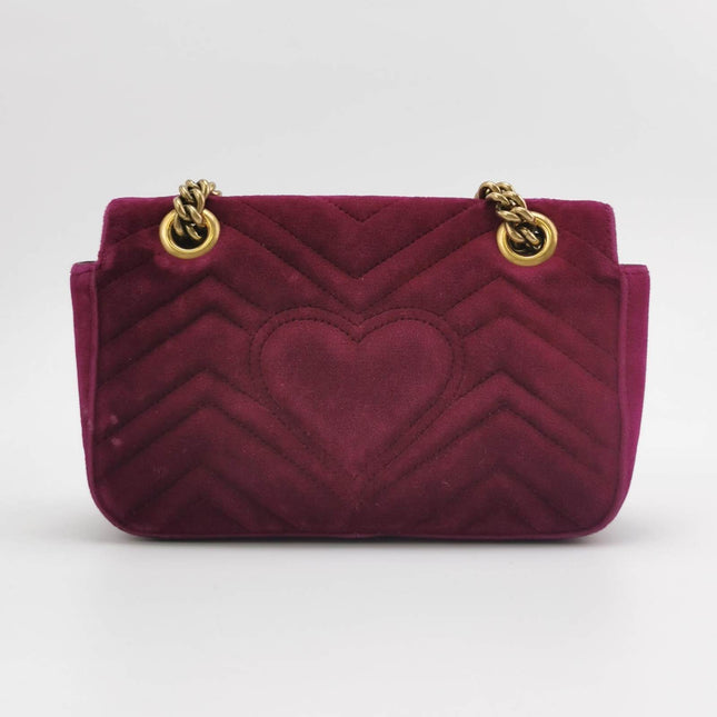 Sold Gucci Marmont Mini Flap Pink Velvet Handbag