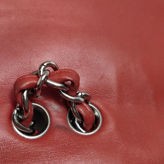 Chanel Classic Flap Single Flap Large Red Lambskin Leather Silver Hardware