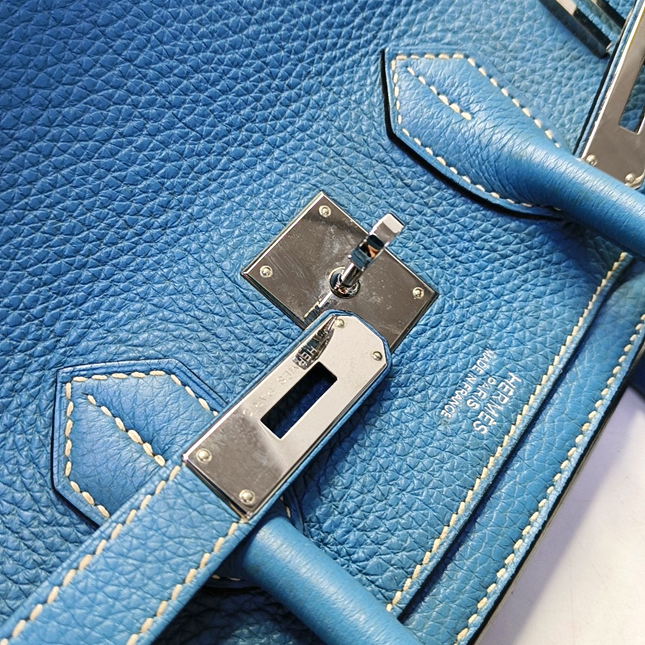 Hermes Birkin 35 Blue Jeans Calfskin Leather Palladium Hardware 2010