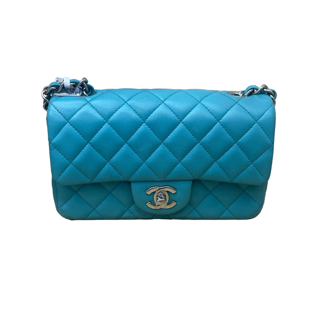 Chanel Classic Flap Mini Blue Lambskin Leather Gold Hardware 2014-Luxbags