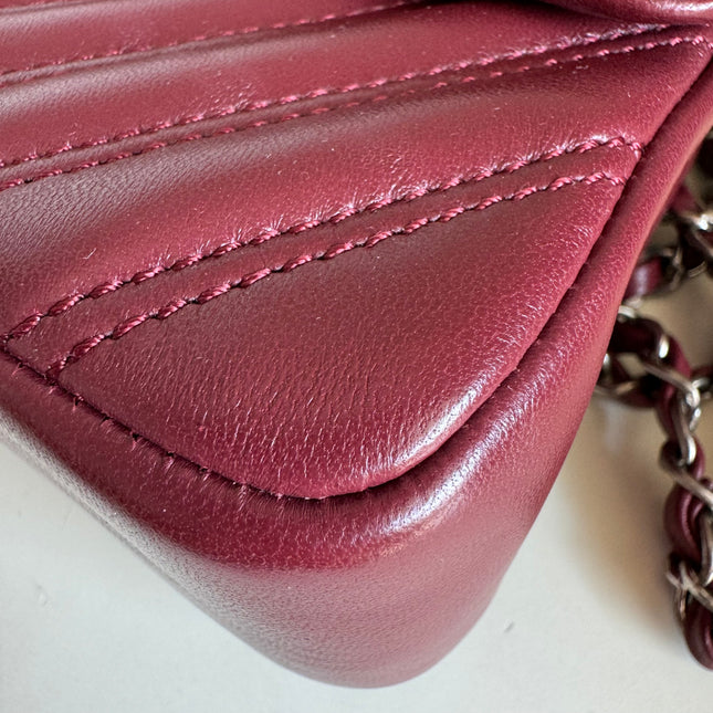 Chanel Classic Flap Medium Chevron Burgundy Quilted Lambskin Leather, 2015