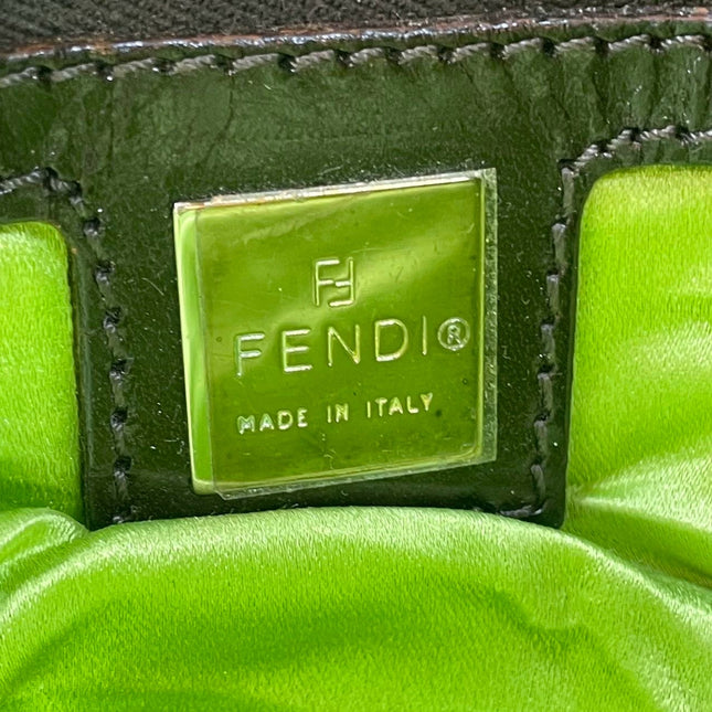 Sold Fendi Baguette Bag Green Wool Pompom Shoulder Bag