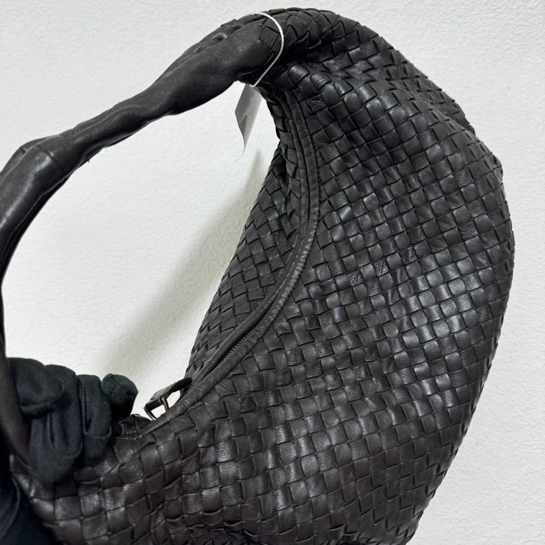 Sold Bottega Veneta Belly Hobo Intrecciato Lambskin Leather Dark Chocolate Brown Medium 40cm