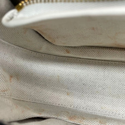 Gucci Bamboo 1947 Top Handle Bag Small White Box Leather Canvas Strap