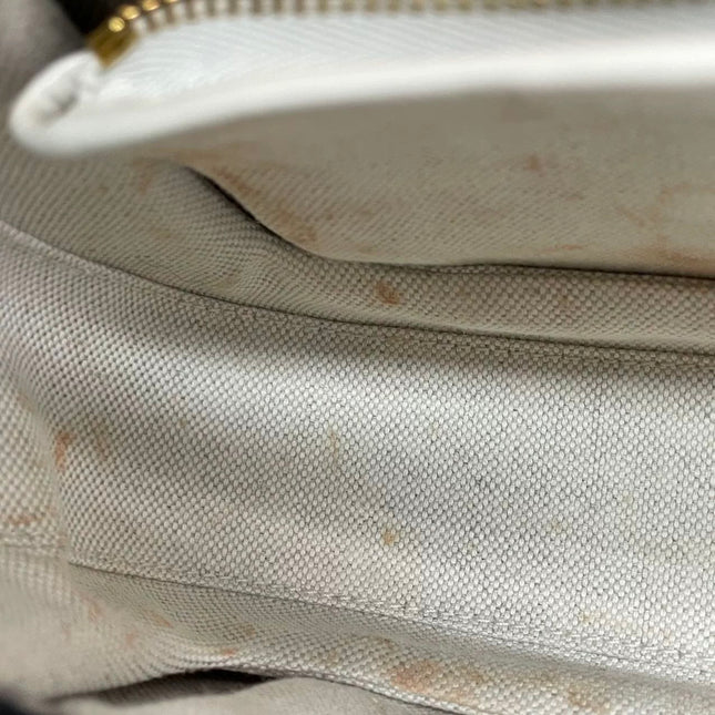 Gucci Bamboo 1947 Top Handle Bag Small White Box Leather Canvas Strap