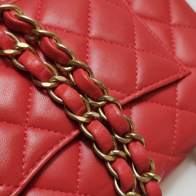 Chanel Classic Flap Mini 2019 Red Lambskin Leather Gold Hardware