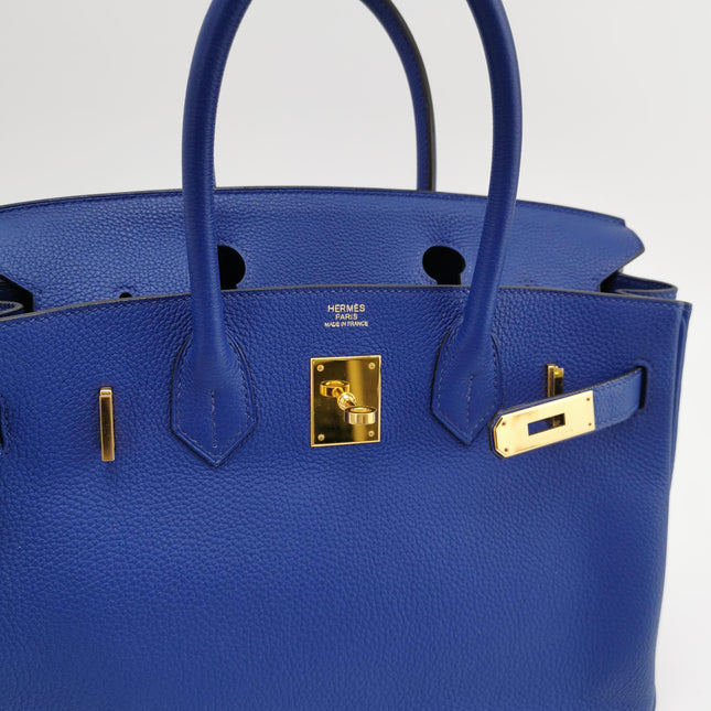 Hermes Birkin 30 Togo 71 Bleu France  Calfskin Gold Hardware 2014