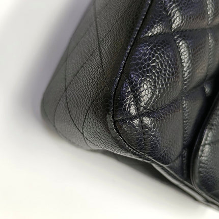 Chanel Classic Flap Jumbo 2012 Black Caviar Leather Double Flap Gold Hardware