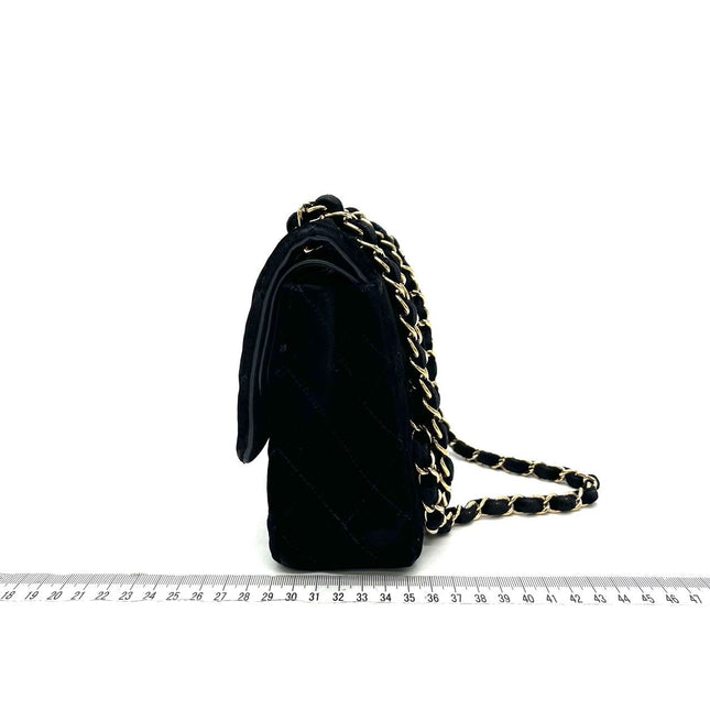 Chanel Classic Flap Medium Black Velvet Gold Hardware, 2014-2015