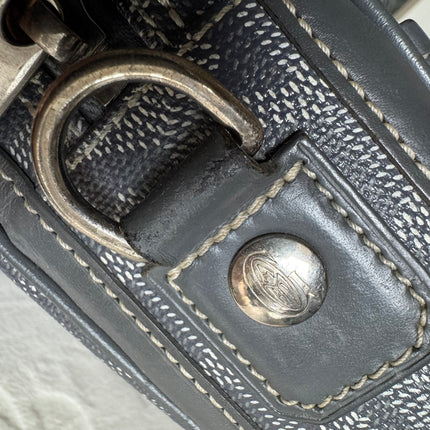 Goyard Ambassade Document Case Small 35cm Handbag Grey Canvas Leather Silver Hardware