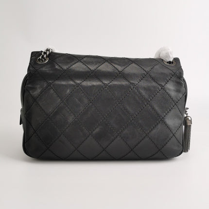 Chanel 2013 Paris-Edinburgh Large Black Flap Calfskin Leather Shoulder Bag