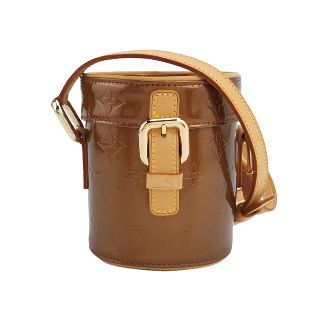 Louis Vuitton Astor Patent Leather Burnt Orange Brown Bucket Crossbody Bag-Luxbags