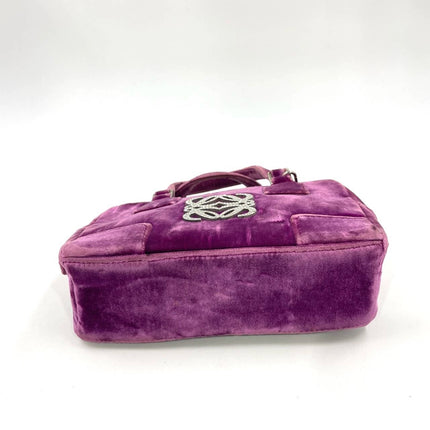 Loewe Amazona 19 Mini Handbag in Purple Velvet with Crystal Logo