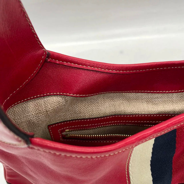 Gucci Jackie Vintage Bouvier Hobo Red Leather with Web Accent