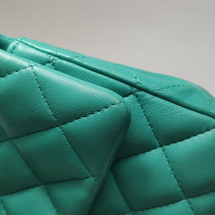Chanel Classic Flap Mini 2018 Turquoise Blue Green Lambskin Leather Gold Hardware