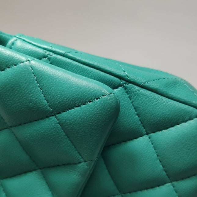 Chanel Classic Flap Mini 2018 Turquoise Blue Green Lambskin Leather Gold Hardware