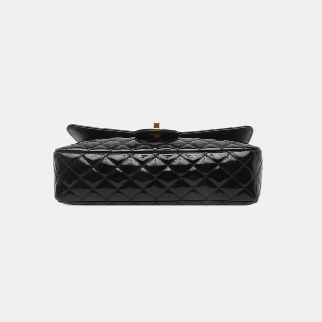 Chanel Classic Flap Medium Black Patent Leather Gold HW Seasonal Chain