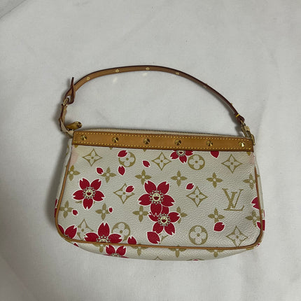 Louis Vuitton x Takashi Murakami Cherry Blossom Pochette Accessoire White Monogram