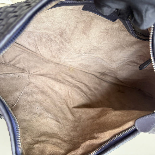 Bottega Veneta Veneta Hobo Midnight Blue Dark Navy Intrecciato Leather Bag 47cm