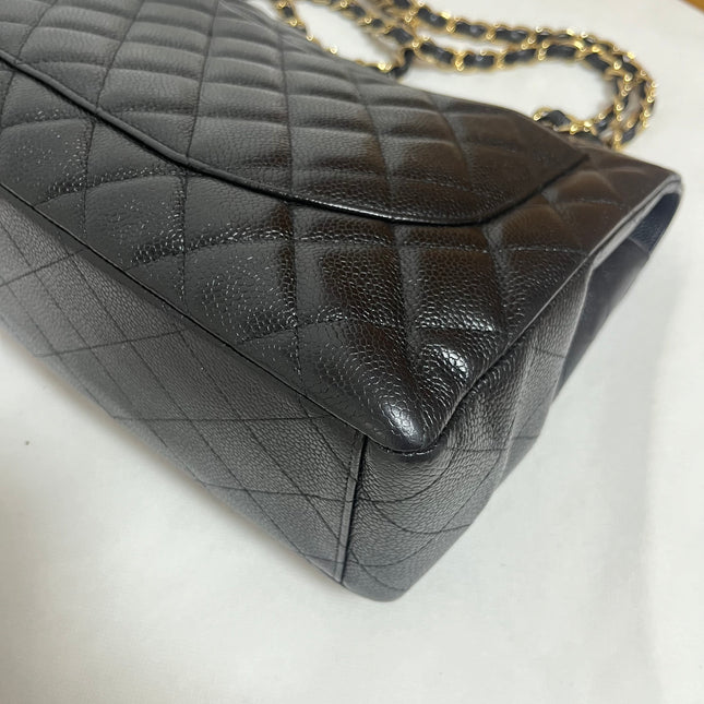 Chanel Classic Flap Maxi Black Caviar Leather Single Flap with Gold Hardware