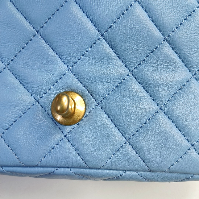 Chanel Classic Flap Mini Baby Blue Lambskin Pearl Crush Adjustable Gold Ball Chain