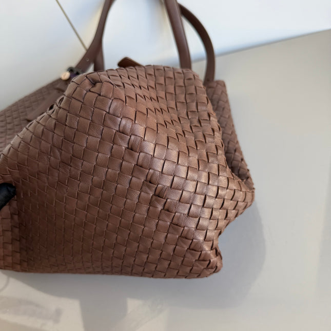 Bottega Veneta Cesta Shopper Tote Intrecciato Milk Chocolate Brown Leather Large 50cm
