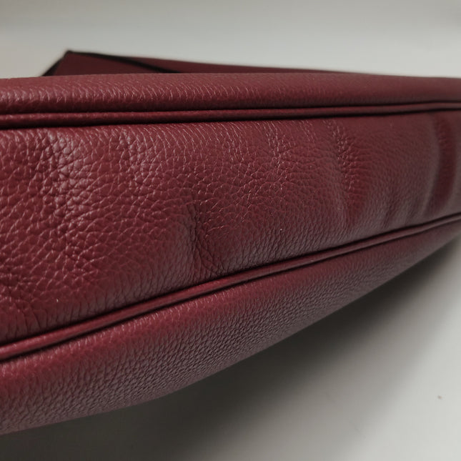 Gucci Jackie 1961 Burgundy Large Pebbled Leather Shoulder Bag with Strap