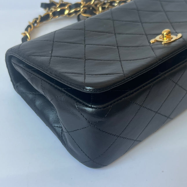 Chanel Classic Flap Mini Vintage 1989-1991 Black Lambskin Leather with 24k Gold Hardware