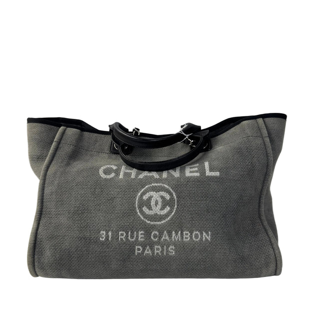 Chanel Deauville Tote Medium Navy Denim Top Handle