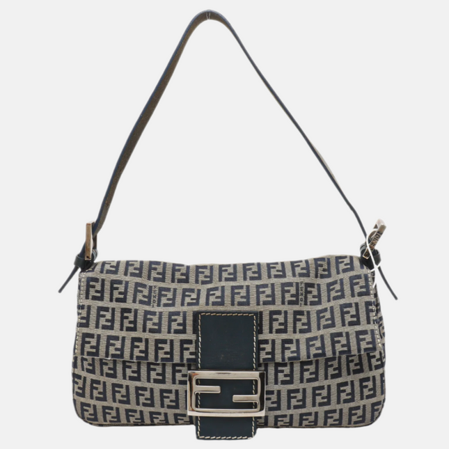 Fendi Baguette Navy Zucchino Print Monogram-Luxbags