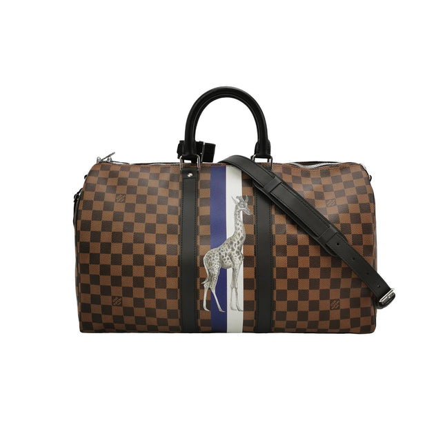 Louis Vuitton Savannah Keepall 45 Bandouliere Giraffe on Brown Damier Canvas-Luxbags