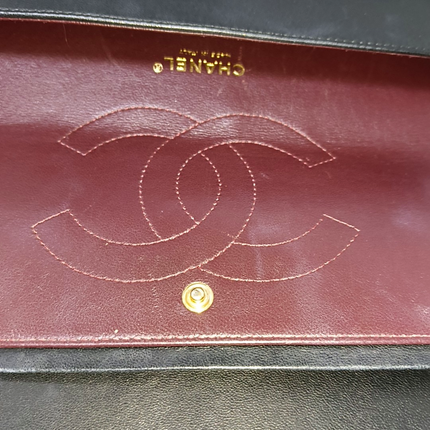 Chanel Classic Flap Jumbo Black Lambskin Leather Double Flap Gold Hardware