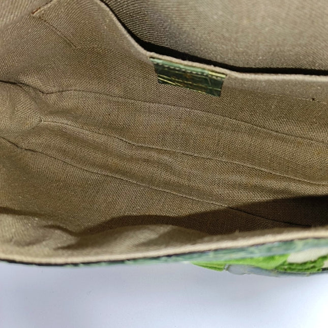 Gucci Jeweled Dragon Bag Green Crocodile and GG Velvet Bamboo Chain Strap Shoulder Bag