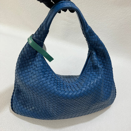 Sold Bottega Veneta Veneta Hobo Medium Blue Intrecciato Leather Bag 47cm