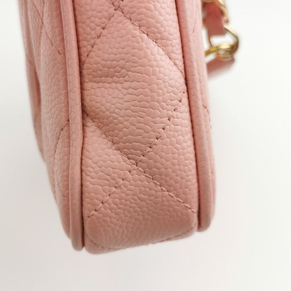 Chanel Clutch Shoulder Bag Pink Caviar Leather Gold Hardware