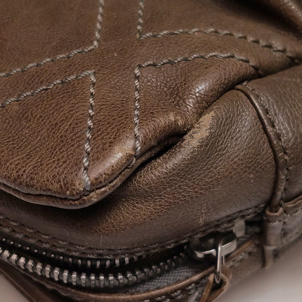 Chanel Brown Diamond Stitch Tote Calfskin Leather Zipper Bowler 2005-2006