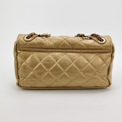 Chanel Paris Bombay Pondicherry Flap Bag Quilted Large Gold Shiny Calfskin Leather