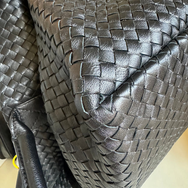 Sold Bottega Veneta Cabat Large Intreccio Leather Tote Bag Black 40cm