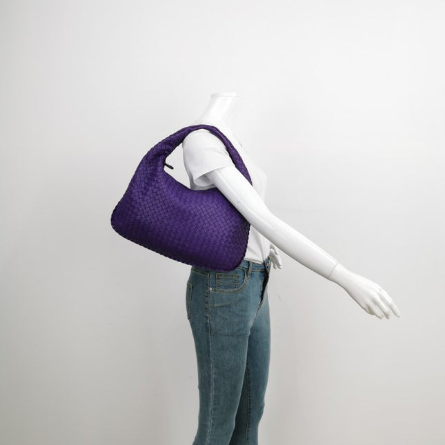 Sold Bottega Veneta Veneta Hobo Medium Purple Intrecciato Leather Bag