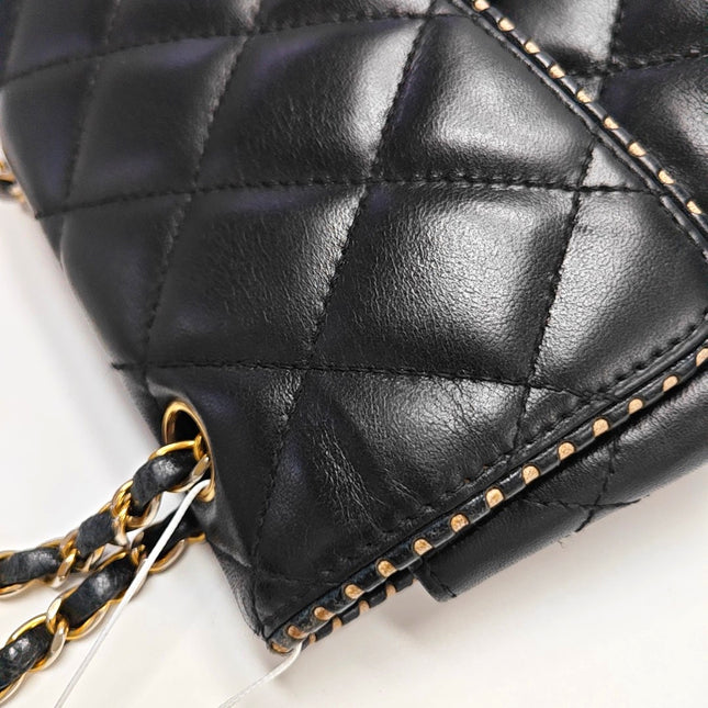 Chanel Classic Flap Medium Happy Stitch Cuir de veau vieilli noir Finitions dorées, 2015-2016