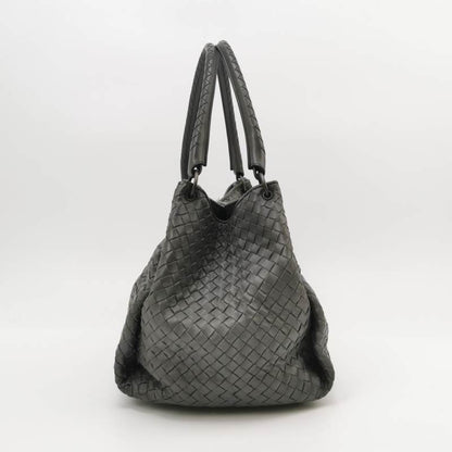 Bottega Veneta Parachute Shoulder Bag Intrecciato Dark Grey 33cm