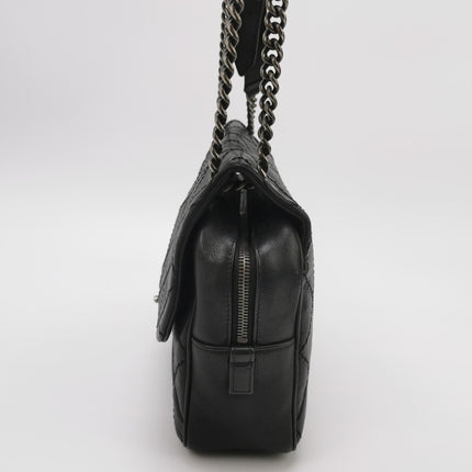 Chanel 2013 Paris-Edinburgh Large Black Flap Calfskin Leather Shoulder Bag