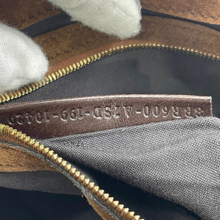 Fendi Baguette Selleria Suede Leather Crossbody Bag Medium Caramel Tan