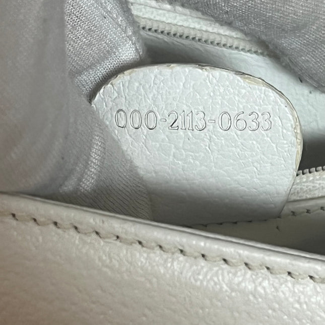 Gucci Bamboo 1947 Top Handle Bag White Grained Leather Medium