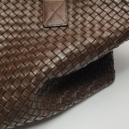 Bottega Veneta Cabat Tote Intreccio Leather Dark Chocolate Brown 44cm