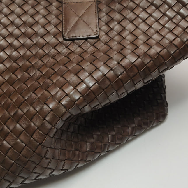 Bottega Veneta Cabat Tote Intreccio Leather Dark Chocolate Brown 44cm