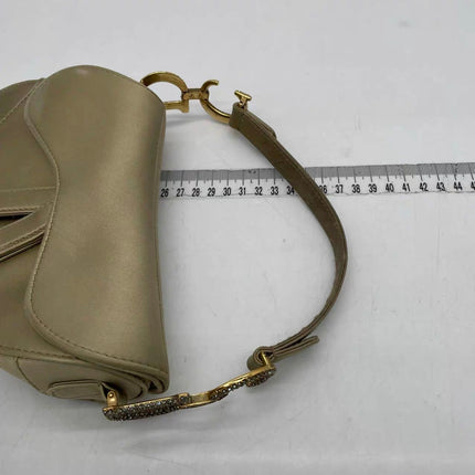 Dior Saddle Mini Silk Handbag Light Gold with crystals